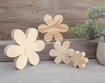 Espaços em branco de flores de madeira inacabados, artesanato de recorte de madeira DIY, decoração de casa, enfeites, decoupage MDS023