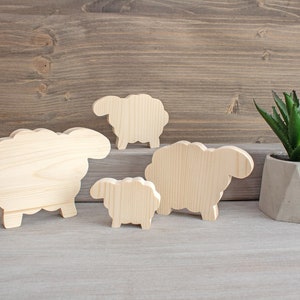 Recorte de oveja de madera sin terminar, blanco de oveja de madera Craft DIY, decoración del hogar, adornos, decoupage MDS035