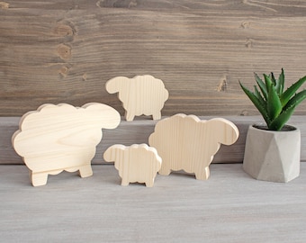 Découpe de mouton en bois inachevée, ébauches de moutons en bois Bricolage, décoration intérieure, embellissements, découpage MDS035
