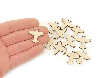 10x Wooden Retro Plane Shapes (1"), Embellishments Blank Shape Craft Decoration Cut Out MD0323