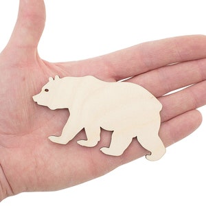 Forma de oso de madera (10 cm), Recorte de oso, Espacios en blanco para animales, Decoración de etiquetas artesanales, Adornos, Decoupage, MD0219
