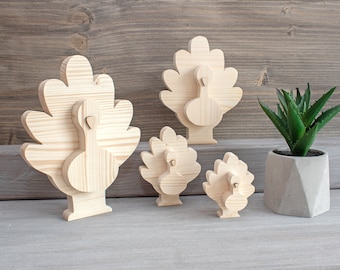 Ofärdig träutskärning av kalkonfågel, träfågelämnen, pyssel, heminredning, utsmyckningar, decoupage MDS032
