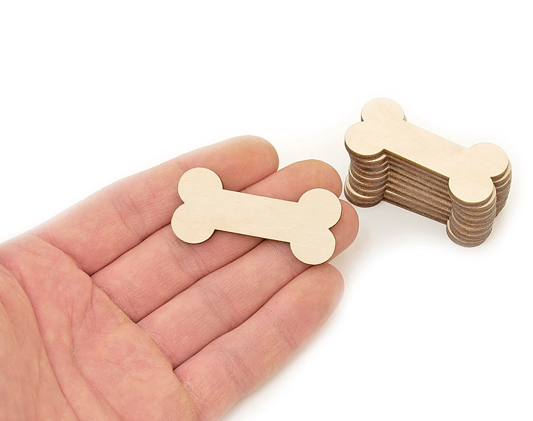 10x Wooden Dog Bones Cutouts 5cm Animal Foot, Wood Cat Dog Bone Shape