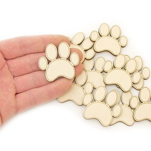 10x Ritagli di zampe di cane in legno (4 cm) Piede di animale, Forma di zampe di gatto in legno, Abbellimenti Forma vuota Decorazione artigianale Ritagliata MD0045