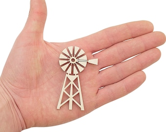 Wooden Windmill Cutout (7cm), Embellishments Blank Shape Craft Decoration Cut Out MD0169