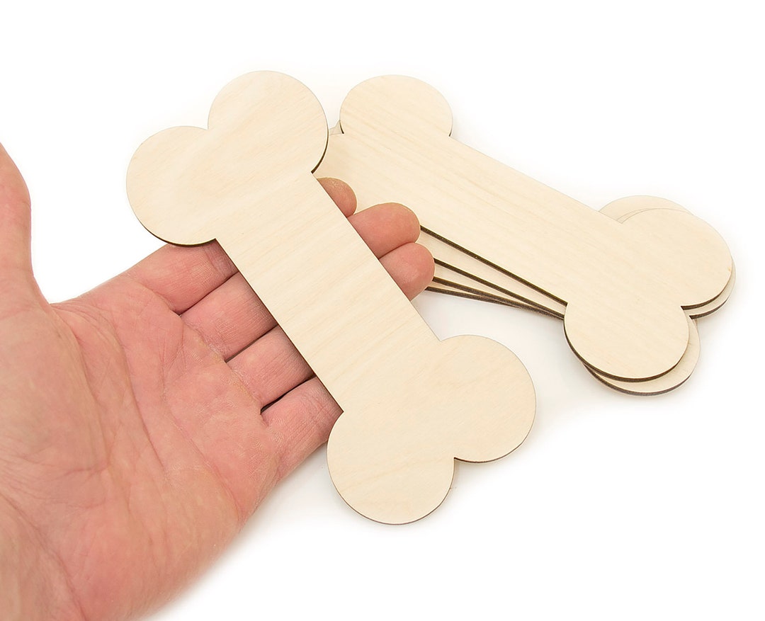 5x Wooden Dog Bones Cutouts 15cm Animal Foot, Wood Cat Dog Bone Shape, Embellishments Blank