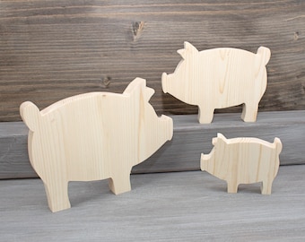 Unfinished Wooden Pig Cut Out, Wood Blanks Craft DIY, Home Decor, Embellishments, Decoupage MDS014