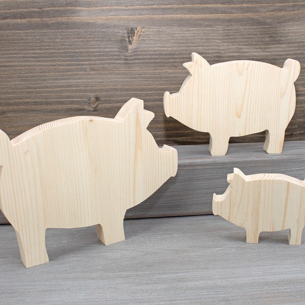 Cerdo de madera sin terminar recortado, Madera en blanco Craft DIY, Decoración del hogar, Adornos, Decoupage MDS014