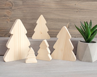 Recorte de árvore de Natal de madeira inacabada, artesanato em branco de madeira DIY, decoração de casa, enfeites, decoupage MDS033