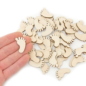 25pcs. Mini piedi per bambini in legno (3cm) Forme, ritaglio del piede, decorazione artigianale tag, abbellimenti, decoupage, taglio laser MD0212