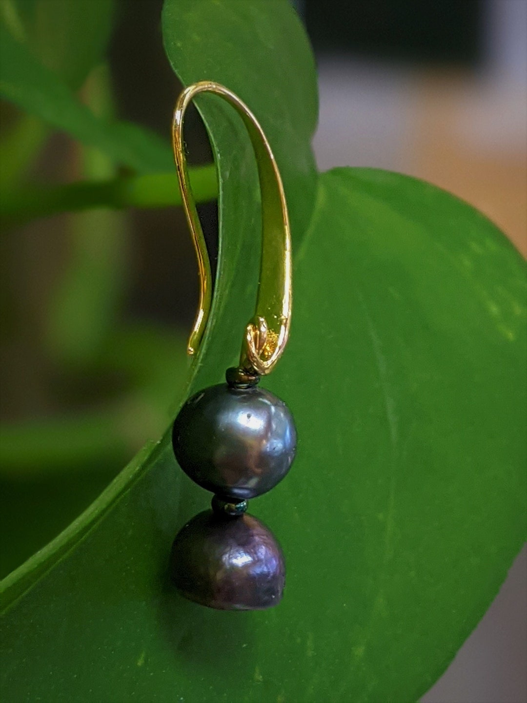 NOIR Black Pearl Earrings Baroque Pearl Dangle Earrings Etsy