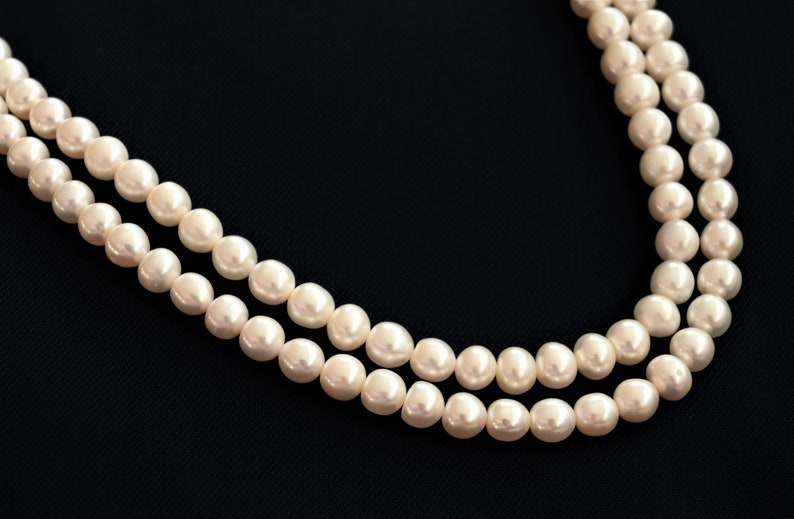 BOND Long Pearl Necklace Single Strand Necklace White Etsy
