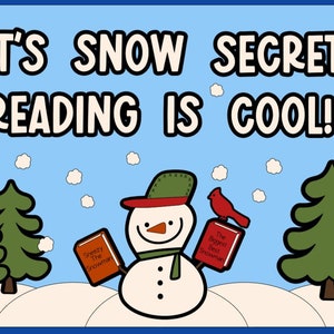 It's Snow Secret Reading Is Cool Bulletin Board Kit, Reading, School, Library, Classroom, Door Decoration, Librarian, Teacher, Snow, Winter image 1