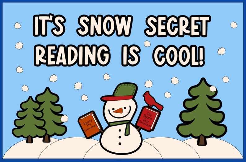 It's Snow Secret Reading Is Cool Bulletin Board Kit, Reading, School, Library, Classroom, Door Decoration, Librarian, Teacher, Snow, Winter image 1