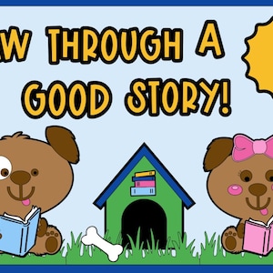 Paw Through A Good Story Bulletin Board Kit, Reading, School, Library, Classroom, Teacher, Librarian, Dogs, Puppy, Doghouse, Door Decoration