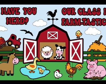 Farm Animals Bulletin Board Kit: Classroom, Library, Door Decor