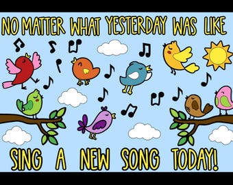 Mental Health Bulletin Board Kit: Classroom Decor with Birds