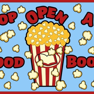 Pop Open A Good Book!, Bulletin Board Kit, Reading, School, Library, Classroom, Librarian, Teacher, Popcorn, Hallway or Door Decoration