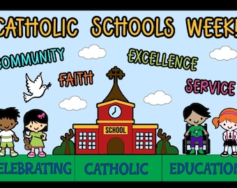 Catholic Schools Week Bulletin Board Kit, School, Church, Catholic Education