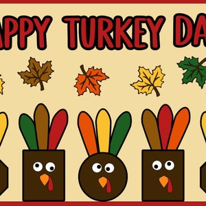 Happy Turkey Day! Bulletin Board Kit, School, Library, Thanksgiving, Turkeys, November, Teacher, Librarian, Preschool, Door Decoration