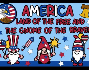 Patriotic AMERICA Bulletin Board Kit: 4th of July Gnomes Decor