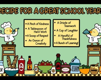 Welcome Back Bulletin Board Kit, School, Encouragement, Teacher, Classroom, Chefs, Cooking, Cafeteria, Food