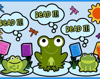 Read It! Bulletin Board Kit, Reading, School, Library, Classroom, Teacher, Librarian, Frogs, Fall, Spring, Summer, Door Decoration, Hallway