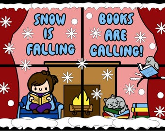 Winter Reading Bulletin Board Kit, School, Teacher, Classroom, Snow