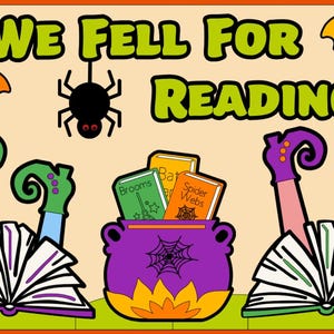 We Fell For Reading!, Bulletin Board Kit, Reading, School, Library, Classroom, Teacher, Librarian, Door Decoration, Fall, Halloween