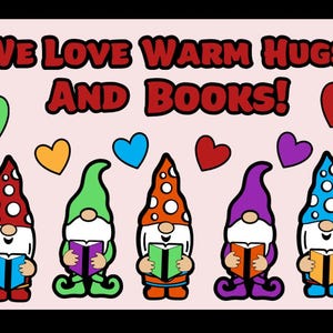 We Love Warm Hugs And Books Bulletin Board Kit, Gnomes, School, Reading, Library, Classroom, Teacher, Librarian, Winter, Valentine&#39;s Day