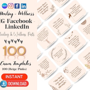 Healing Social Media Post Templates | Wellness Social Media Posts | Canva Inspiring Social Media Posts