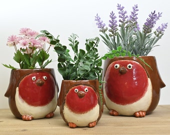 Robin ceramic planters