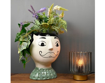 Ceramic Doodle Man's Face Vase