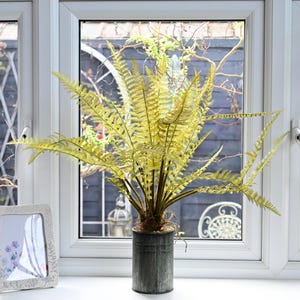 Faux Fern in Tin Can Planter.