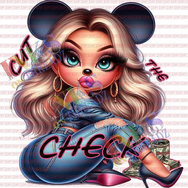 Urban Chic Chibi Girl, PNG Baddie, Digital Download, Urban Designs, T-Shirt Designs, Cut The Check Graphic Design, Trap Designs,Curvy Chibi