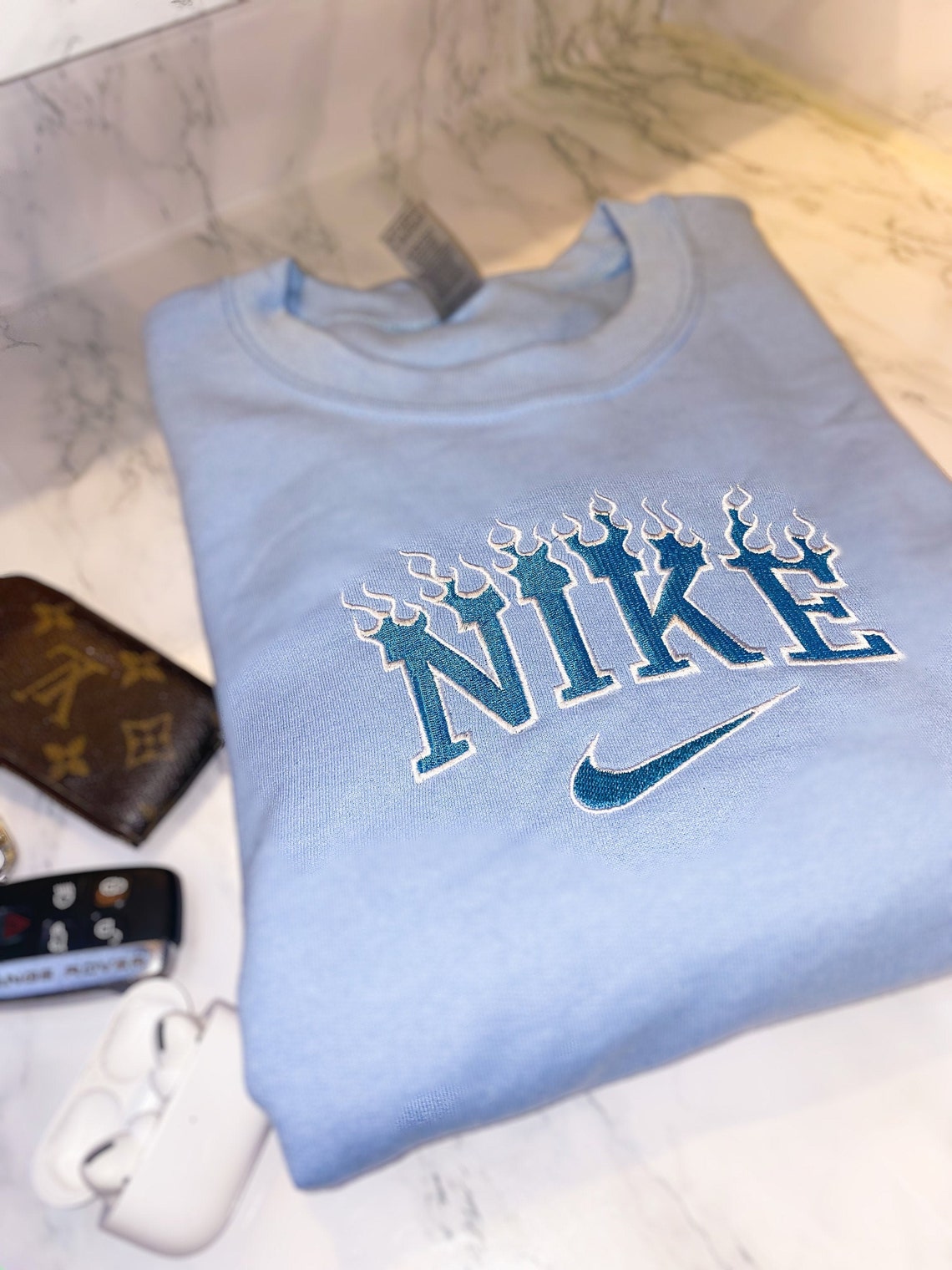 NIKE FLAME EMBROIDERY customizable | Etsy