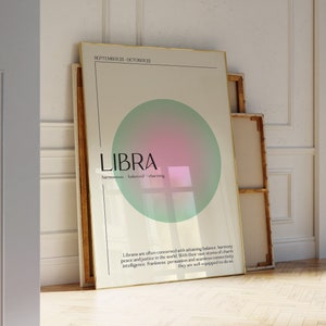 LIBRA Star Sign Instant Download Print, Zodiac Art Printable, Spiritual Wall Art, Aura Gradient Poster , DIGITAL DOWNLOAD