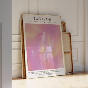 Twin Flame Printable Wall Art, Spiritual Art Print, Pink Grainy Gradient Poster Art,  INSTANT DIGITAL DOWNLOAD