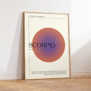 SCORPIO Star Sign Instant Download Print, Zodiac Art Printable, Spiritual Wall Art, Aura Gradient Poster , DIGITAL DOWNLOAD