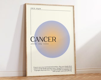 CANCER Star Sign Instant Download Print, Zodiac Art Printable, Spiritual Wall Art, Aura Gradient Poster , DIGITAL DOWNLOAD