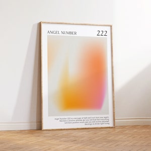 Angel Number 222 Printable Wall Art, Spiritual Art Print, Gradient Poster Art, INSTANT DIGITAL DOWNLOAD