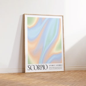 SCORPIO Star Sign Instant Download Print, Zodiac Art Printable, Spiritual Wall Art, Aura Gradient Poster , DIGITAL DOWNLOAD