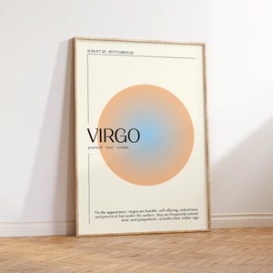 VIRGO Star Sign Instant Download Print, Zodiac Art Printable, Spiritual Wall Art, Aura Gradient Poster , DIGITAL DOWNLOAD
