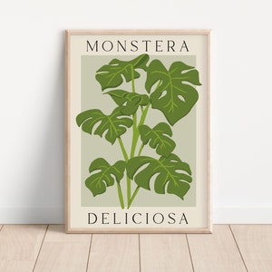 Monstera House Plant Printable Wall Art, Monstera Leaf Print, Tropical Wall Print, Botanical Art Room Decor, Instant DIGITAL DOWNLOAD