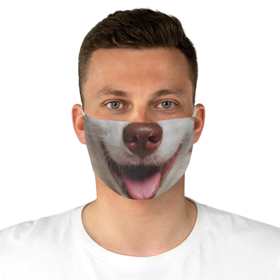 Smiling Dog Face Mask Cute Dog Face Mask Funny Dog Face Etsy