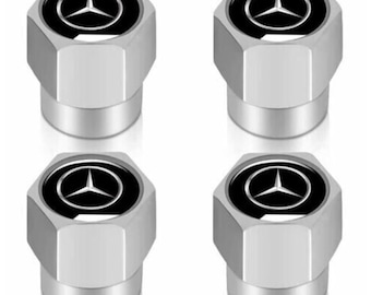 4 Silver Alloy Tire Air Valve Stem Cap Fits Most Mercedes Cars Wagons & SUVs