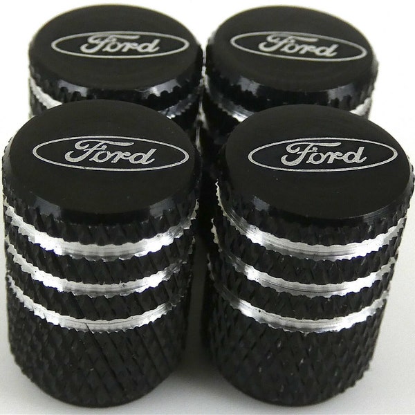 4x Ford Tire Valve Stem Caps For Car, Truck Universal Fitting Black Free Shipping