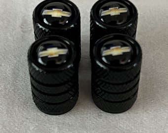 4x BLACK Chevy Chevrolet Tire Valve Stem Caps For Car Truck Universal Fitting