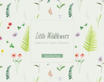 Little Wildflowers Clipart Collection | Hand-painted Watercolor Florals | Botanical Illustrations | Instant Digital Download