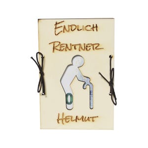 Personalisiertes Geldgeschenk zum Ruhestand 15x10cm - Holzkarte Geschenkidee Rente Abschied Pension Rentner Abschied Kollege Scherzgeschenk